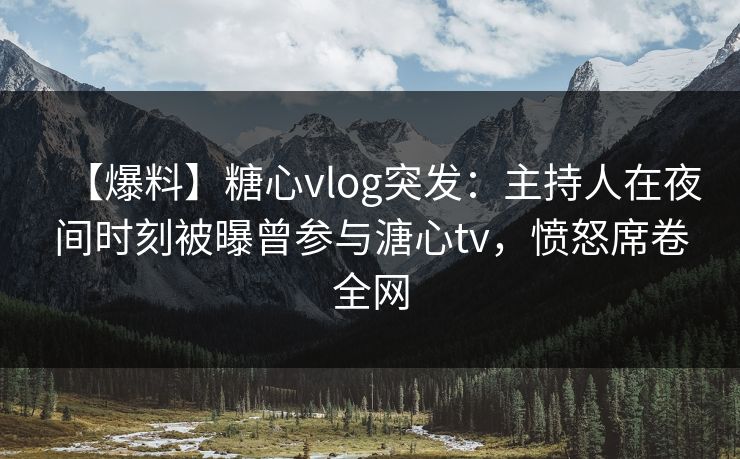 【爆料】糖心vlog突发:主持人在夜间时刻被曝曾参与溏心tv,愤怒席卷全网
