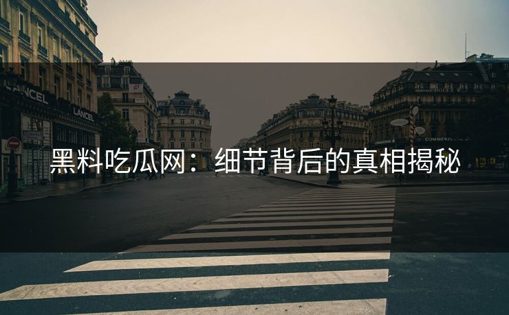 黑料吃瓜网:细节背后的真相揭秘