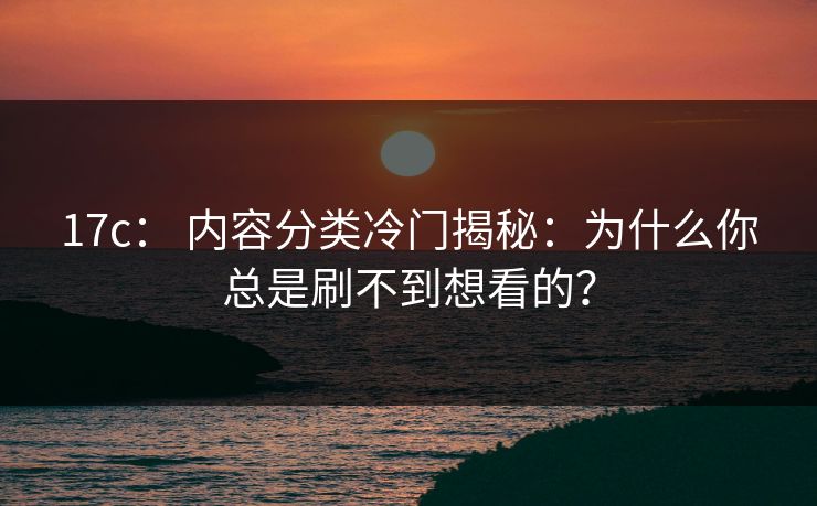 17c: 内容分类冷门揭秘:为什么你总是刷不到想看的?